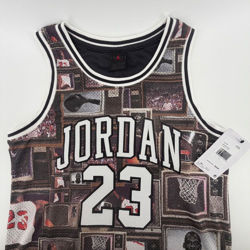 Jordan 23 Boys Jersey Basketball Graphic DK‎ Smoke Grey Size L 12-13 Years NWT